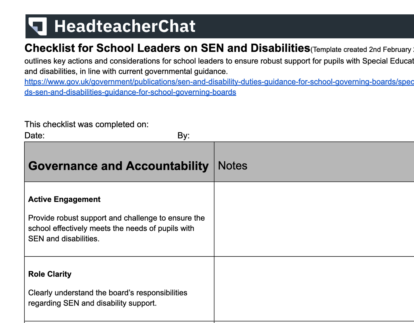 SEND Governance Checklist – February 2025 Edition